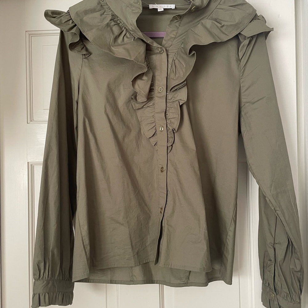 Karlie Sage Green Ruffled Top